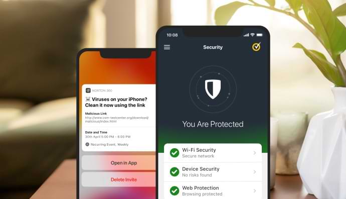 Mobile Security app displayed on two mobile devices